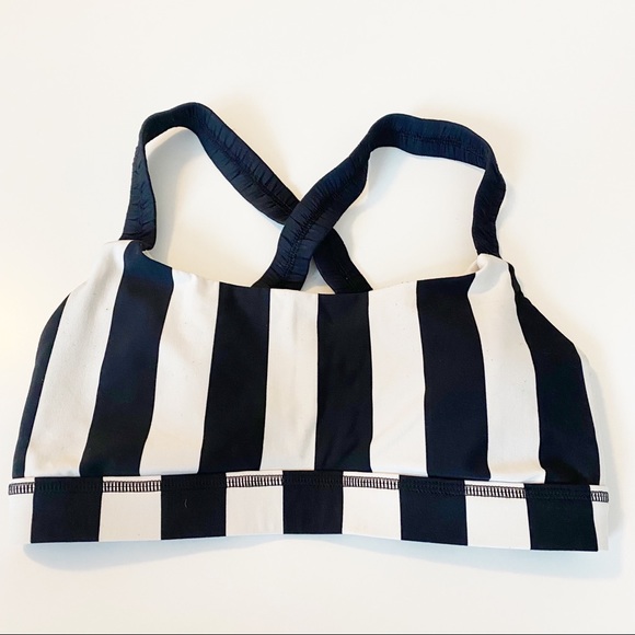 Lululemon Inner Heart Bra Stripe Black Angel Wing Flowabunga Black Size 6 - Picture 6 of 9